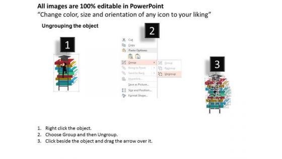 Man Climbing On Books With Ladder PowerPoint Templates