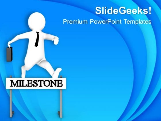Man Crosses The Barrier Milestones PowerPoint Templates Ppt Backgrounds For Slides 0813