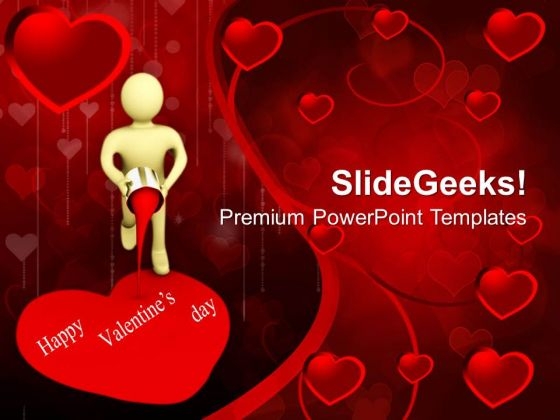 Man Painting Heart With Red Color Valentines PowerPoint Templates Ppt Backgrounds For Slides 0213