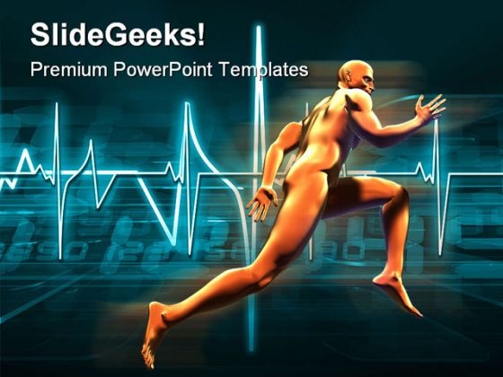 Man Running With Fast Heartbeat Health PowerPoint Templates And PowerPoint Backgrounds 0411
