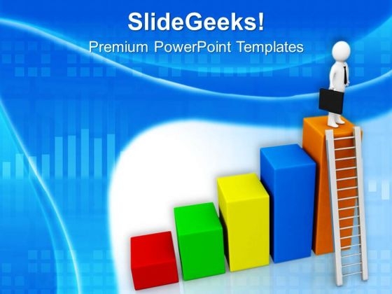 Man Standing On Top Bar PowerPoint Templates Ppt Backgrounds For Slides 0713