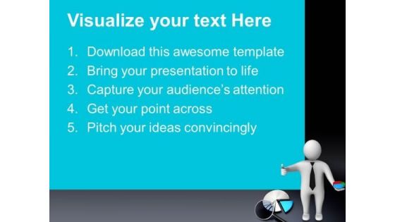 Man Thumbs Up With Pie Chart Finance PowerPoint Templates And PowerPoint Themes 0912