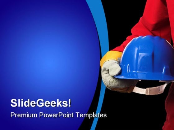 Man With Helmet Construction PowerPoint Themes And PowerPoint Slides 0411