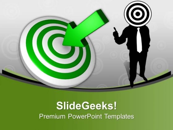 Man With Target Board Aim Goal PowerPoint Templates Ppt Backgrounds For Slides 0313