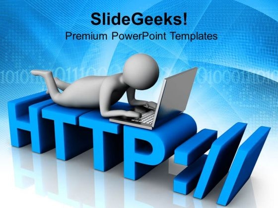 Man Working On Laptop Internet Theme PowerPoint Templates Ppt Backgrounds For Slides 0813