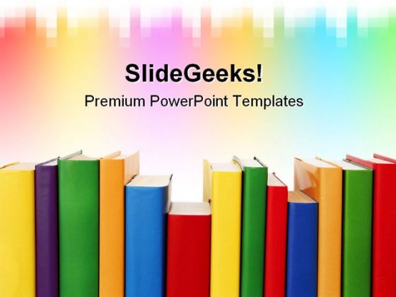 Many Colorful Books In A Row Education PowerPoint Templates And PowerPoint Backgrounds 0611