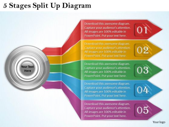 Marketing Concepts 5 Stages Split Up Diagram Strategic Plan Outline Template Ppt Slide