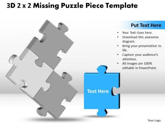 Marketing Diagram 3d 2x2 Missing Puzzle Piece Business Framework Model