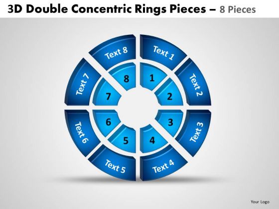 Marketing Diagram 3d Double Concentric Rings Pieces 2 Sales Diagram