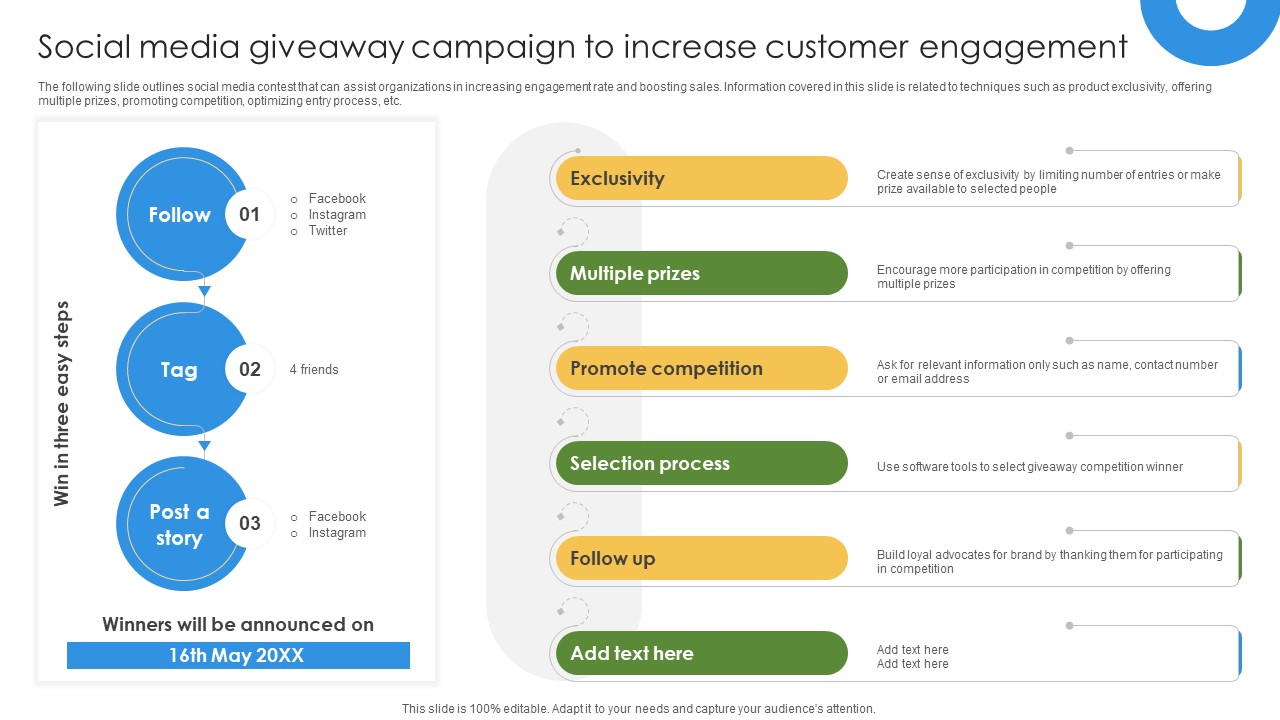 Marketing Growth Strategy Social Media Giveaway Campaign To Increase Customer Strategy SS V