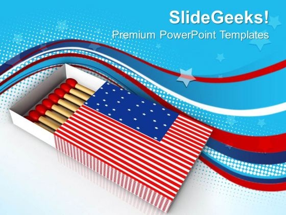 Match Box American Flag Theme PowerPoint Templates Ppt Backgrounds For Slides 0713
