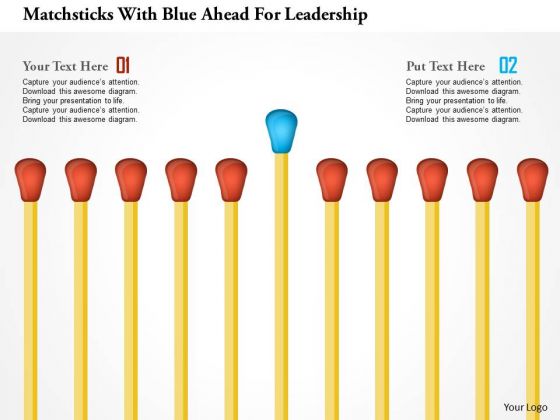 Matchsticks With Blue Ahead For Leadership PowerPoint Template