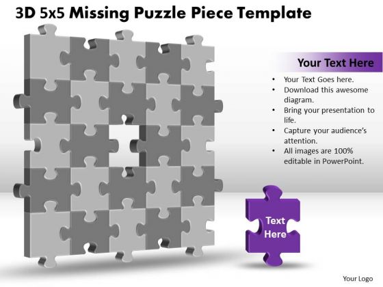 Mba Models And Frameworks 3d 5x5 Missing Puzzle Piece Business Diagram