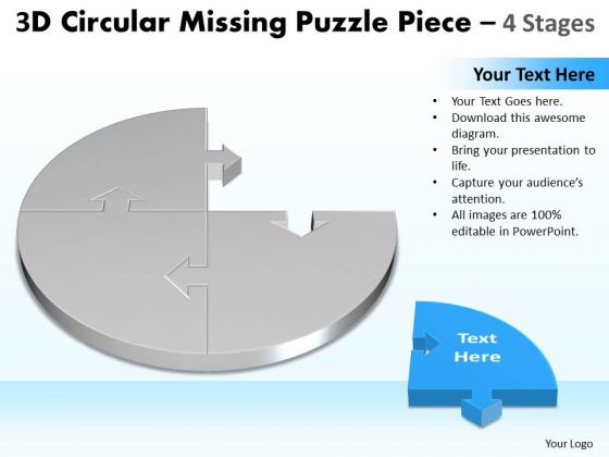 Mba Models And Frameworks 3d Circular Missing Puzzle Piece 4 Stages Marketing Diagram