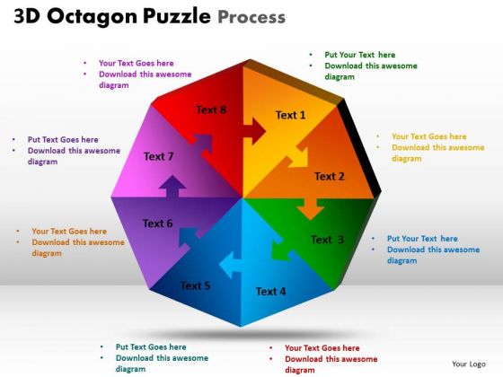 Mba Models And Frameworks 3d Octagon Puzzle Process Strategy Diagram