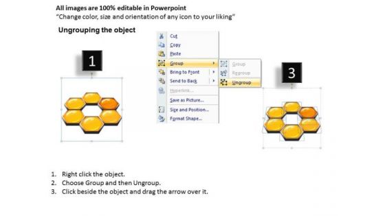 Mba Models And Frameworks Hexagonal Combs Marketing Diagram