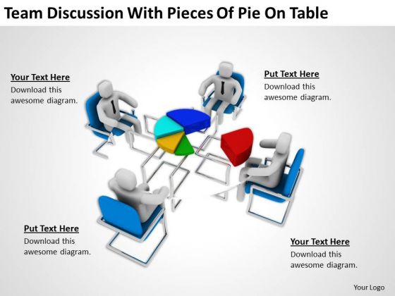 Men At Work Business As Usual Of Pie On Table PowerPoint Templates Ppt Backgrounds For Slides