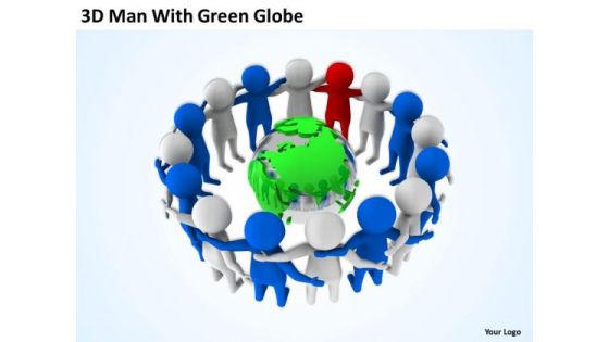 Men At Work Business As Usual With Green Globe PowerPoint Templates Ppt Backgrounds For Slides