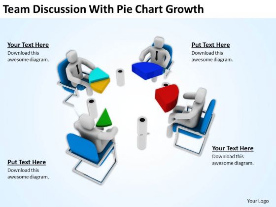 Men At Work Business As Usual With Pie Chart Growth PowerPoint Templates Ppt Backgrounds For Slides
