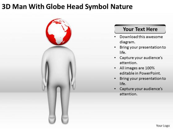 Men In Business Man With Globe Head Symbol Nature PowerPoint Templates Ppt Backgrounds For Slides