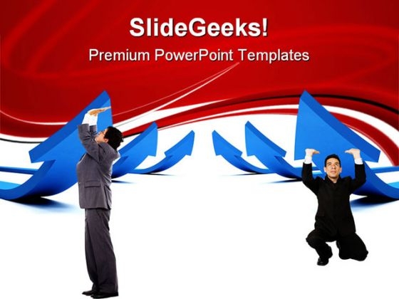 Men Pushing Arrows Business PowerPoint Themes And PowerPoint Slides 0611
