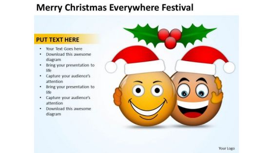 Merry Christmas Everywhere Festival Creating Flowchart PowerPoint Slides