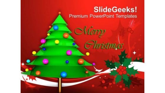 Merry Christmas With Red Backround PowerPoint Templates Ppt Backgrounds For Slides 1212
