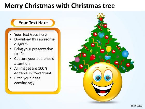 Merry Christmas With Tree Flowchart PowerPoint Free Templates