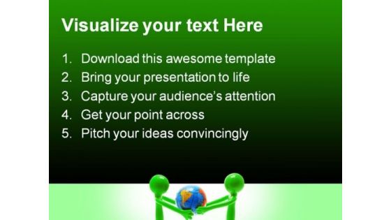 Miniature Figures Holding Globe Abstract PowerPoint Templates And PowerPoint Backgrounds 0311