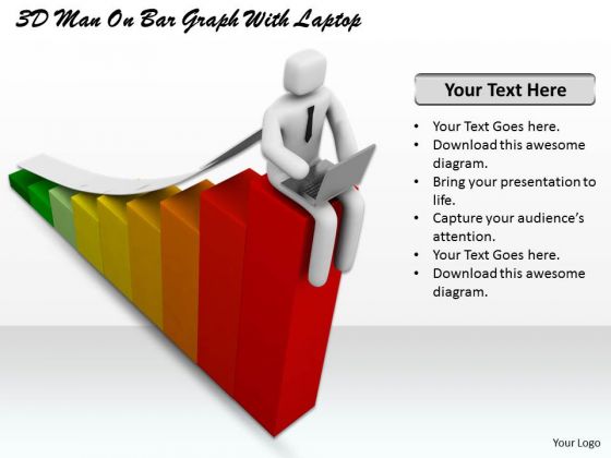 Modern Marketing Concepts 3d Man Bar Graph With Laptop Business Statement