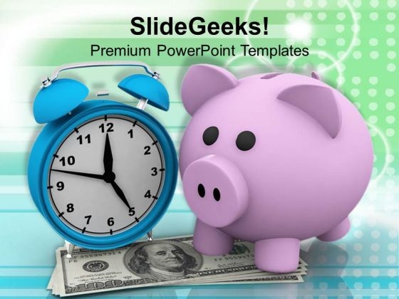 Money Accumulation Concept And Alarm Clock PowerPoint Templates Ppt Backgrounds For Slides 0313