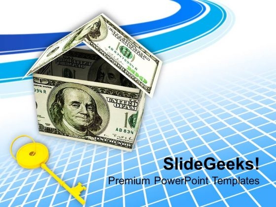 Money House Made From Dollars With Key PowerPoint Templates Ppt Backgrounds For Slides 0213