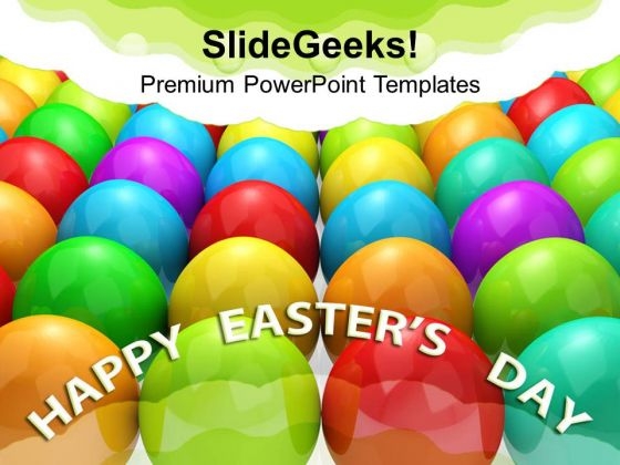 Multicolored Eggs Christian Festival PowerPoint Templates Ppt Backgrounds For Slides 0313