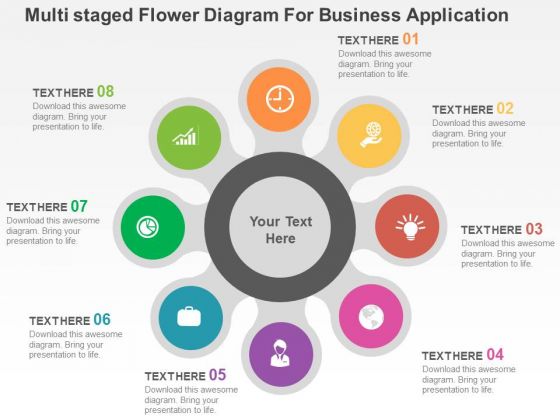 Multisataged Flower Diagram For Business Application PowerPoint Template