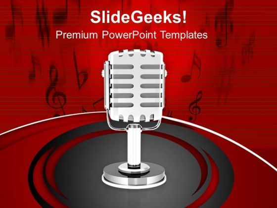 Music Broadcasting Microphone PowerPoint Templates Ppt Backgrounds For Slides 0313
