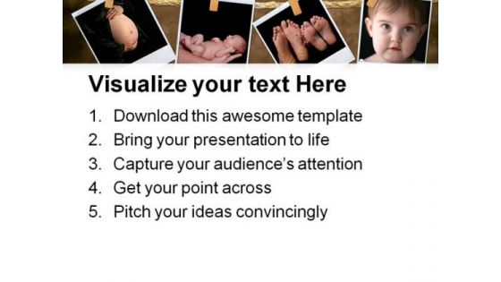 New Born Collage Baby PowerPoint Template 0810