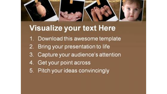New Born Collage Baby PowerPoint Template 0810