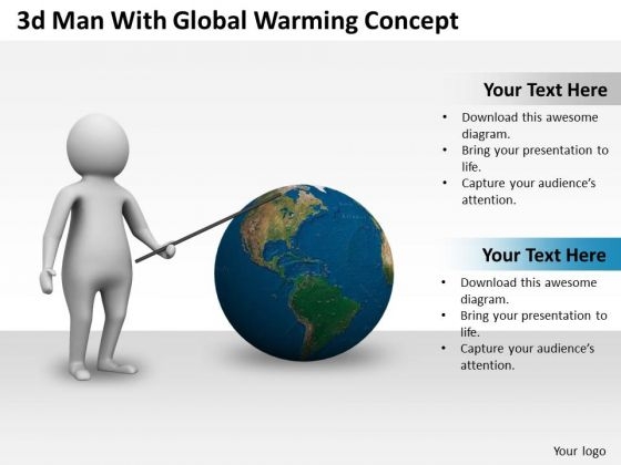 New Business Strategy 3d Man With Global Warming Concept Characters