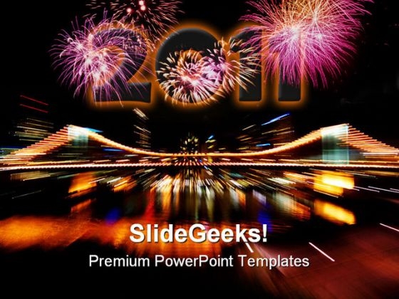 New Year 2011 Lights Background PowerPoint Template 1010