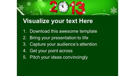 New Year Festival 2013 Clock PowerPoint Templates Ppt Backgrounds For Slides 1212