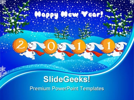 New Year Rabbits 2011 Future PowerPoint Themes And PowerPoint Slides 0411