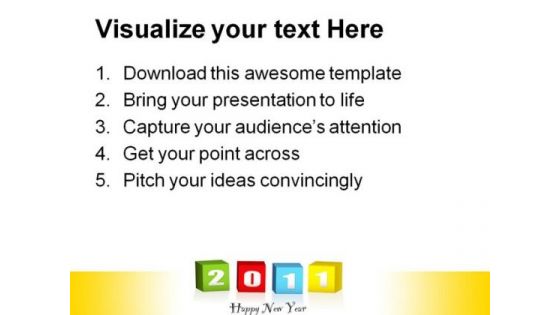 New Year Wood Blocks Symbol PowerPoint Themes And PowerPoint Slides 0511