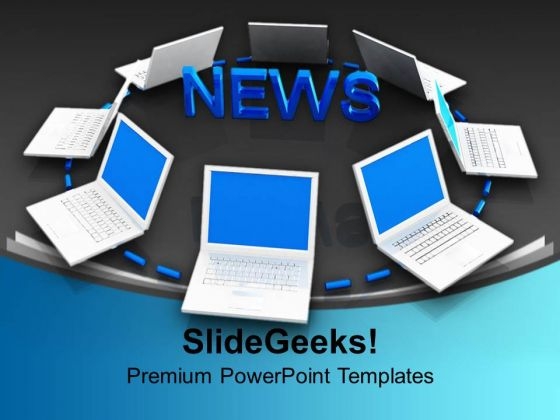 News Surrounded By Laptops Concept Internet PowerPoint Templates Ppt Backgrounds For Slides 1212