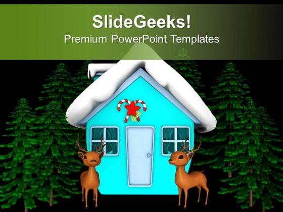 Night Scene Of Santa Claus House PowerPoint Templates Ppt Backgrounds For Slides 0413