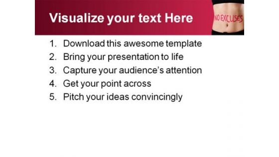 No Excuses Health PowerPoint Template 0610