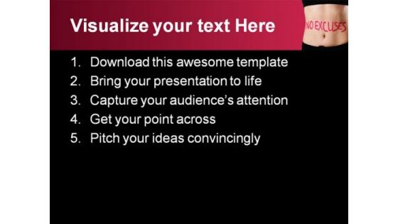 No Excuses Health PowerPoint Template 0610