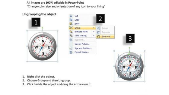 North South East West Compass PowerPoint Slides And Compass PowerPoint Templates
