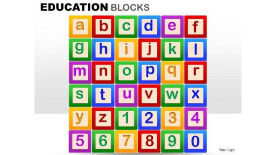 Numbers And Alphabets Education Blocks PowerPoint Templates Ppt Slides