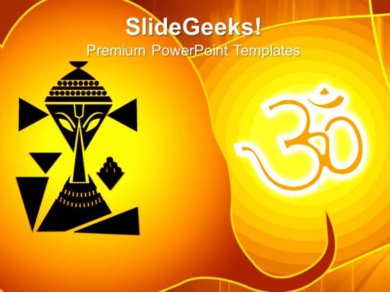 Om And Ganesha On Leaf Hinduism PowerPoint Templates And PowerPoint Themes 0712