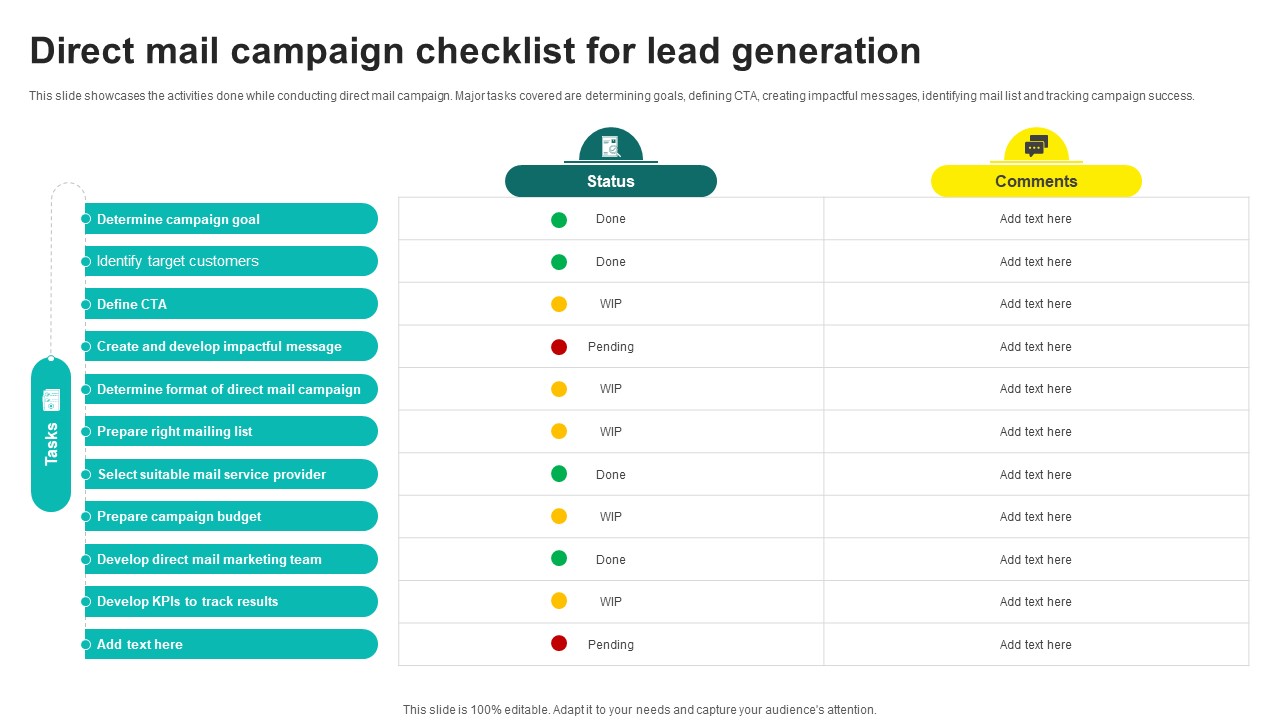 One On One Advertising Direct Mail Campaign Checklist For Lead Generation Strategy SS V